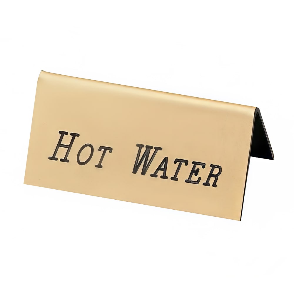 Cal-Mil 228-3-011 Hot Water Table Tent Sign - 1 1/2" x 3", Gold