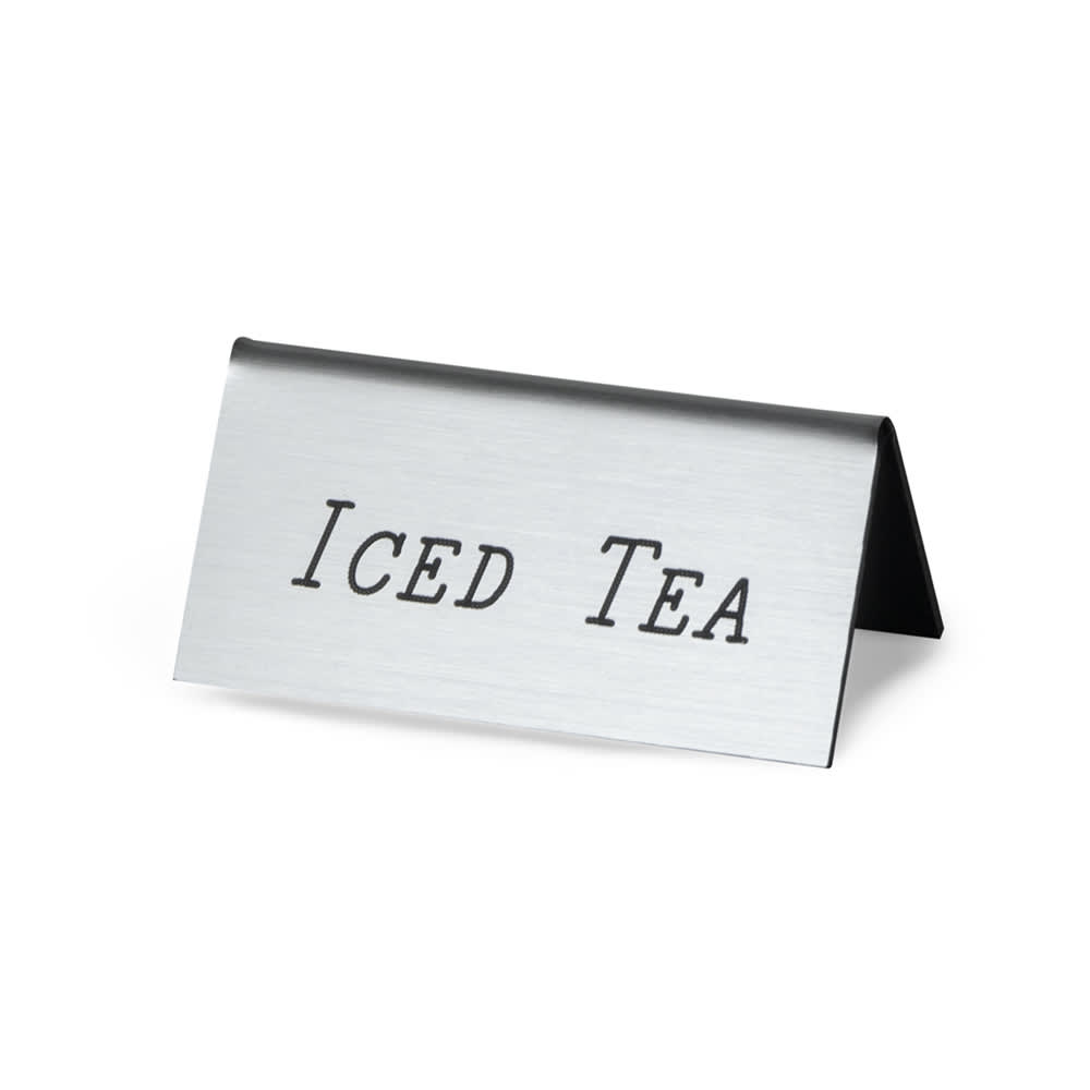 Cal-Mil 228-5-010 Iced Tea Beverage Tent Sign - 3" x 1 1/2", Plastic, Silver