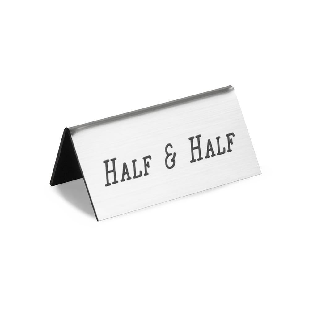 Cal-Mil 228-8-010 Half & Half Beverage Tent Sign - 3" x 1 1/2", Plastic, Silver