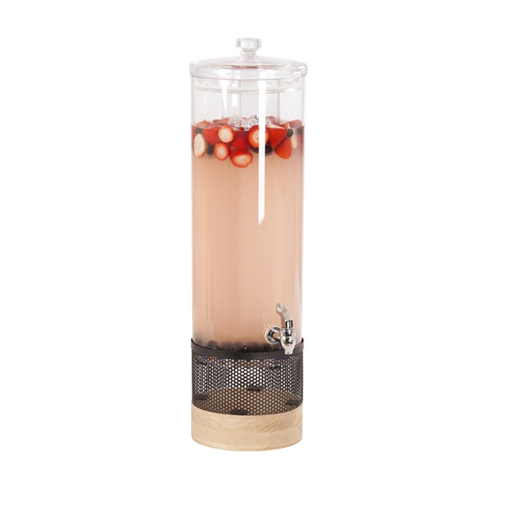 Cal-Mil 22911-3-115 3 gal Beverage Dispenser w/ Ice Chamber - Polycarbonate Container, White Oak/Black Metal Base