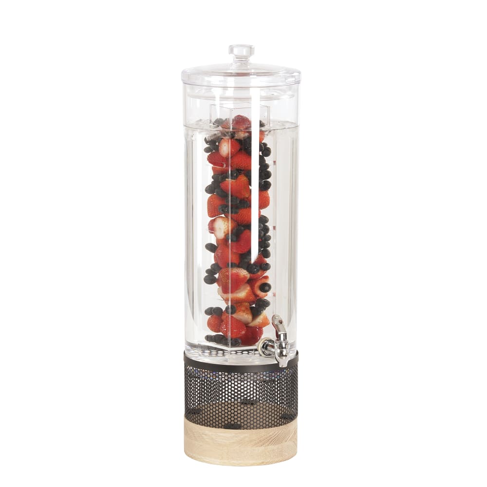 Cal-Mil 22911-3INF-115 3 gal Beverage Dispenser w/ Infusion Chamber - Polycarbonate Container, White Oak/Black Metal Base