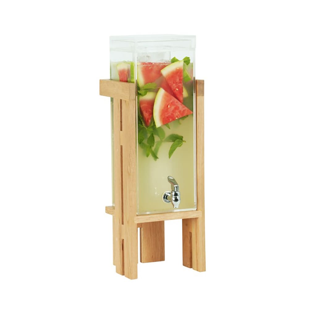 Cal-Mil 23141-3-21 3 gal Beverage Dispenser w/ Ice Tube - Acrylic Container, Oak Base