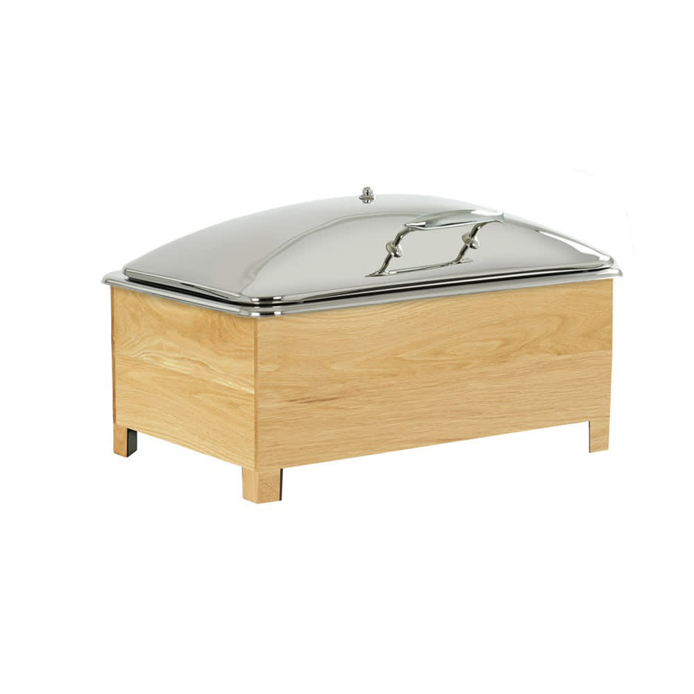 Cal-Mil 23143-21 Full Size Chafer w/ Hinged Lid & Chafing Fuel Heat - Oak