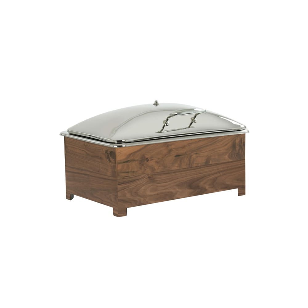Cal-Mil 23143-78 Full Size Chafer w/ Hinged Lid & Chafing Fuel Heat - Walnut