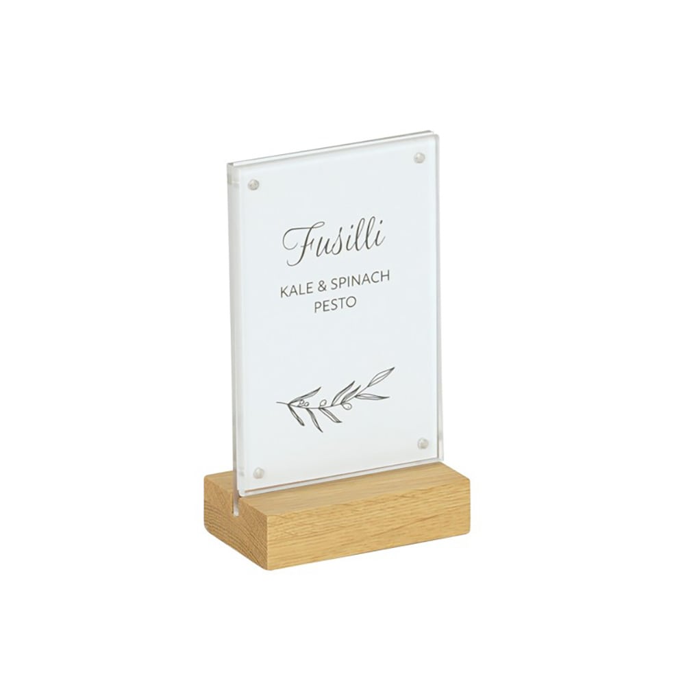 Cal-Mil 23185-46-21 Tabletop Menu Card Holder - 4" x 6 1/2", Acrylic/Oak