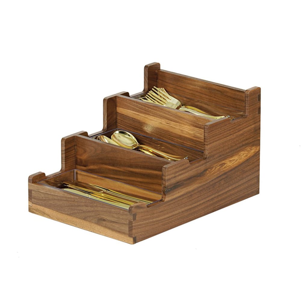 Cal-Mil 23186-78 3 Compartment Flatware Holder - 12" x 10", Walnut