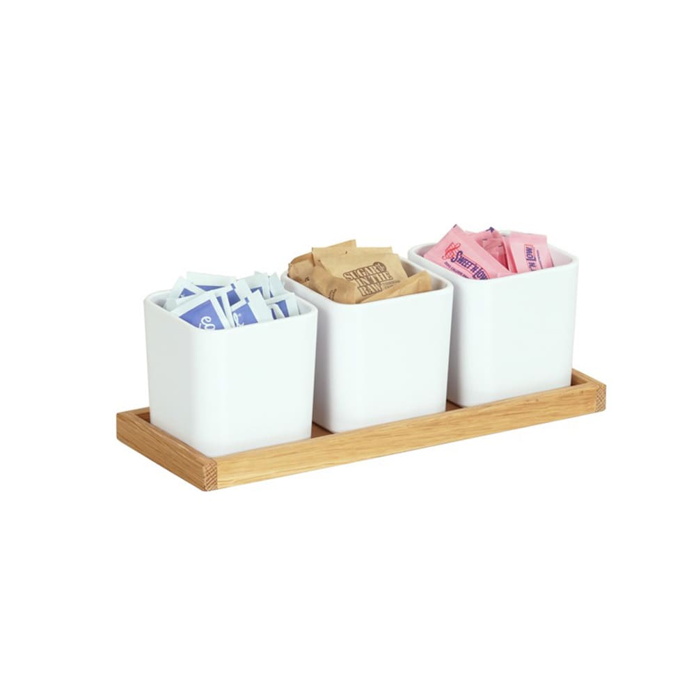 Cal-Mil 23206-21 Rectangular 3 Compartment Condiment Jar Display - White/Oak