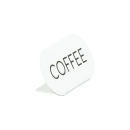 Cal-Mil 23401-1-15 "Coffee" Table Tent Sign - 4 1/2"W x 2"H, Metal, White thumbnail 2