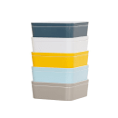 Cal-Mil 24130-8-111 Bento Box - 8 1/4" x 8 1/4" x 3", Melamine, Stone Blue thumbnail 4