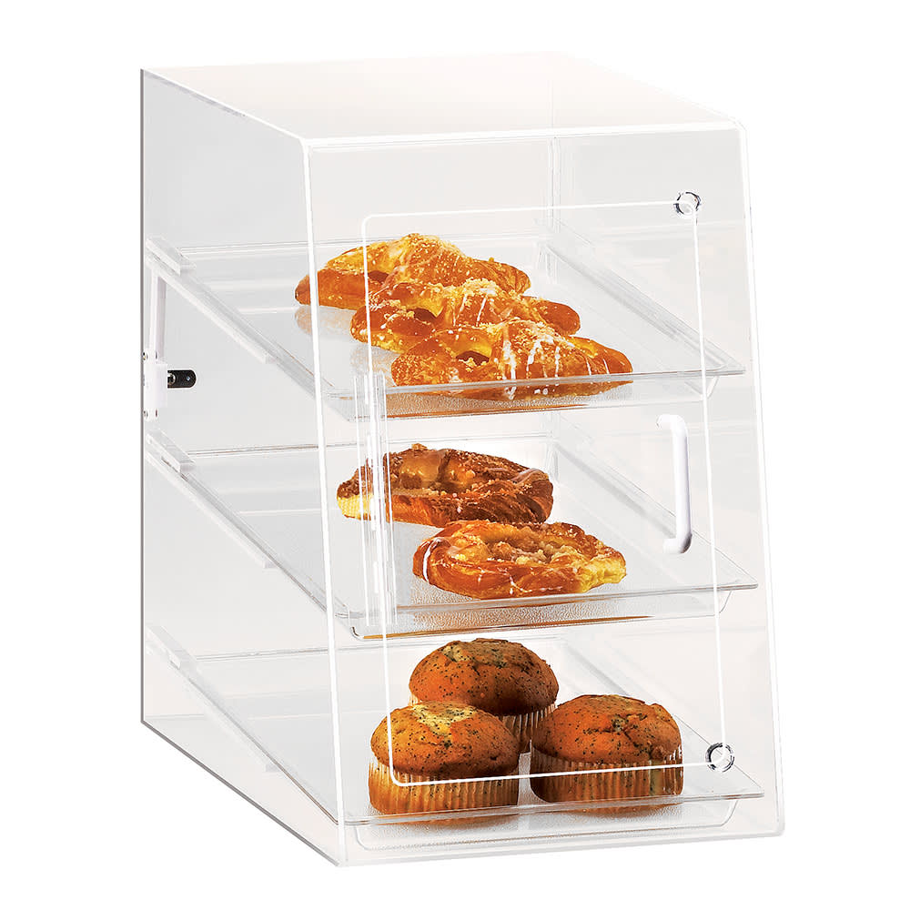 Cal-Mil 263-S Countertop Display Case w/ Slant Front & (3) 10 x 14" Trays, Clear
