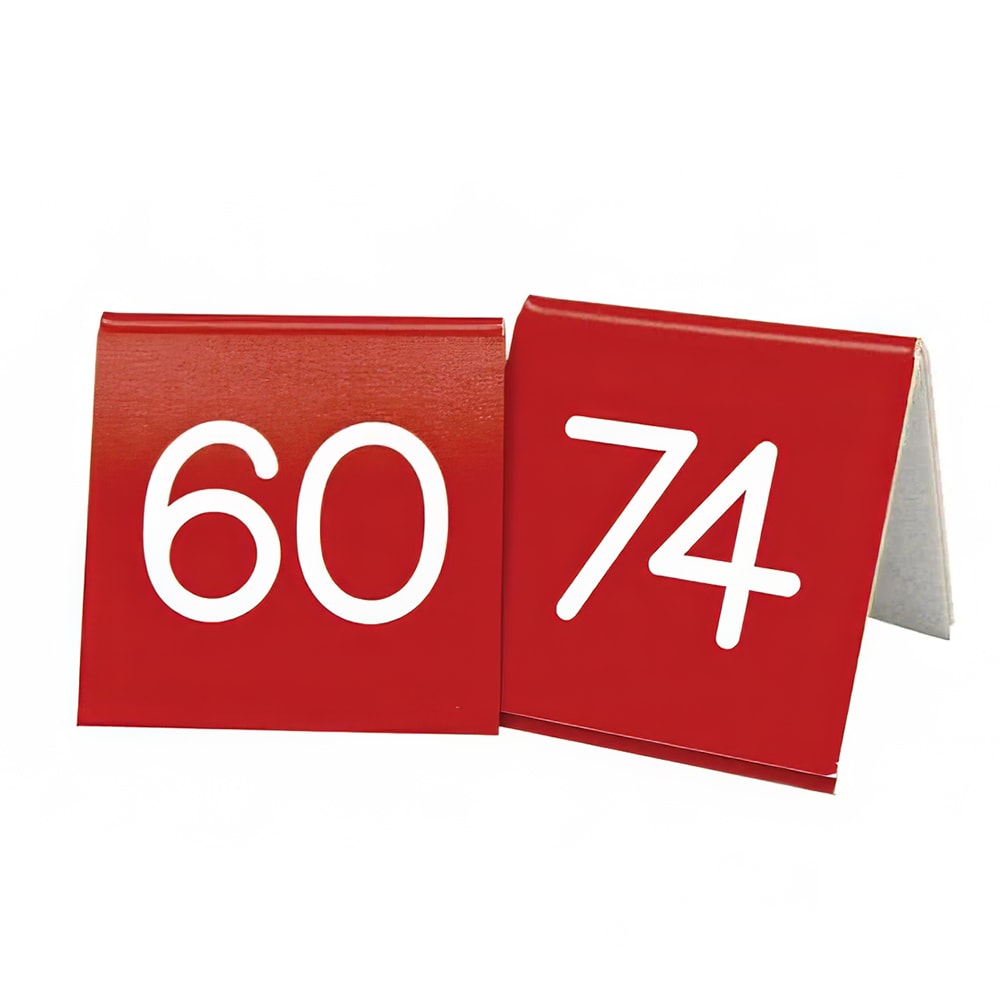 Cal-Mil 269-1 3" Square Tabletop Number Tent - Any Number Sequence, Plastic, Red/White