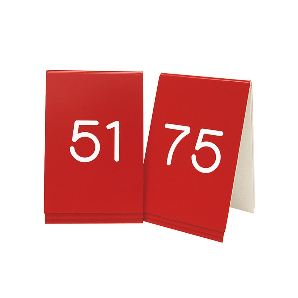 Cal-Mil 271C-1 Tabletop Number Tents - 3 1/2" x 5", Plastic, Red/White
