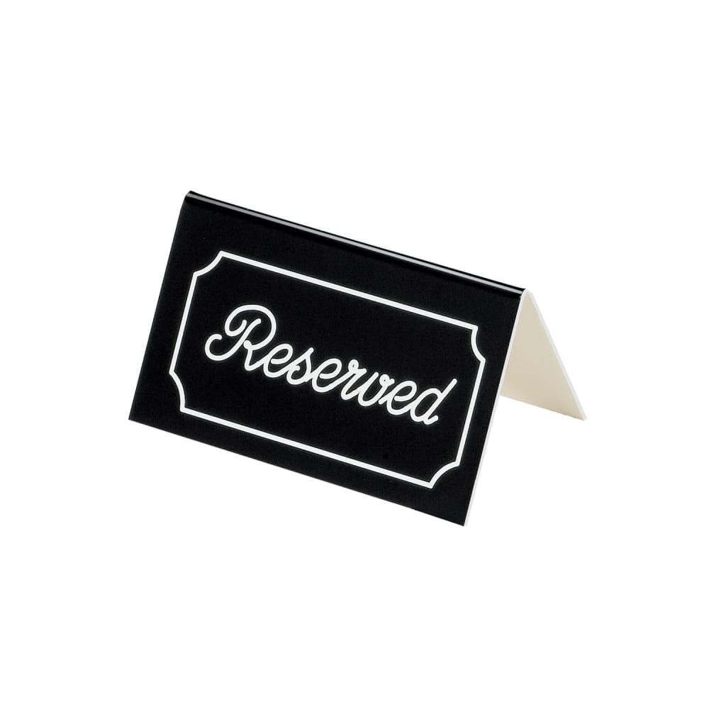 Cal-Mil 273-2 "Reserved" Table Tent Sign - 3" x 5", Black/White