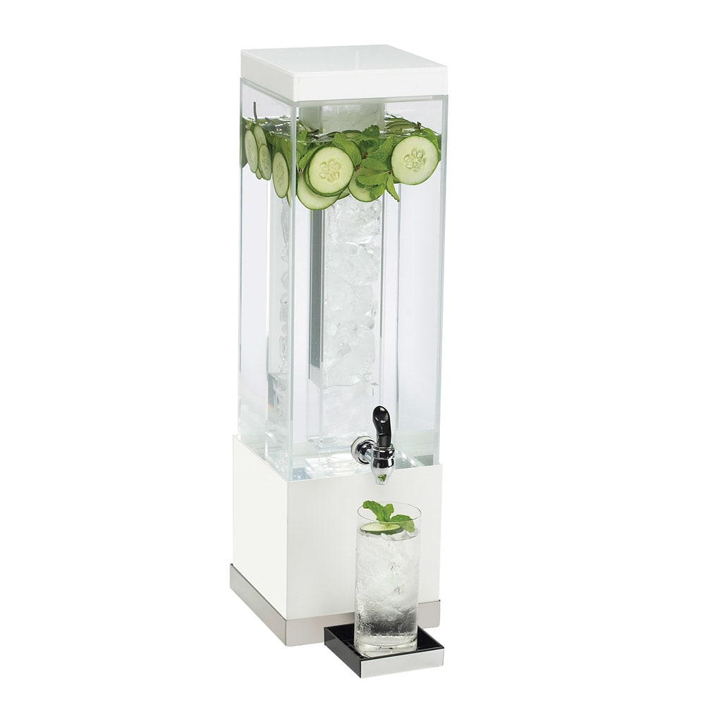 Cal-Mil 3002-3-55 3 gal Beverage Dispenser w/ Ice Tube - Plastic Container, White/Stainless Base