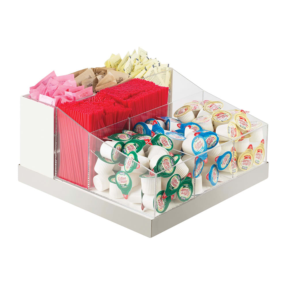Cal-Mil 3009-55 Luxe Multi-Bin Condiment Organizer - Clear, Stainless Steel