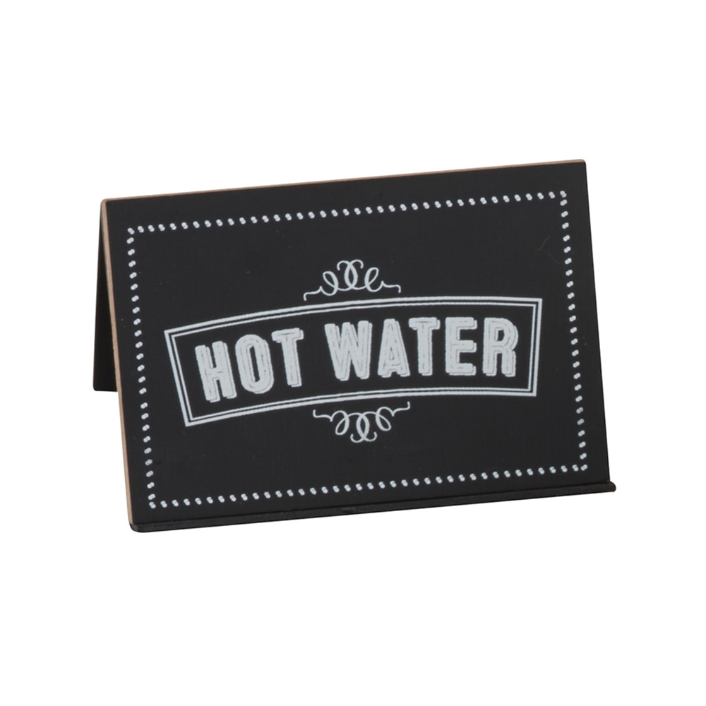 Cal-Mil 3047-3 "Hot Water" Chalkboard Table Tent Sign - 3"W x 2"D x 2"H, Black/White