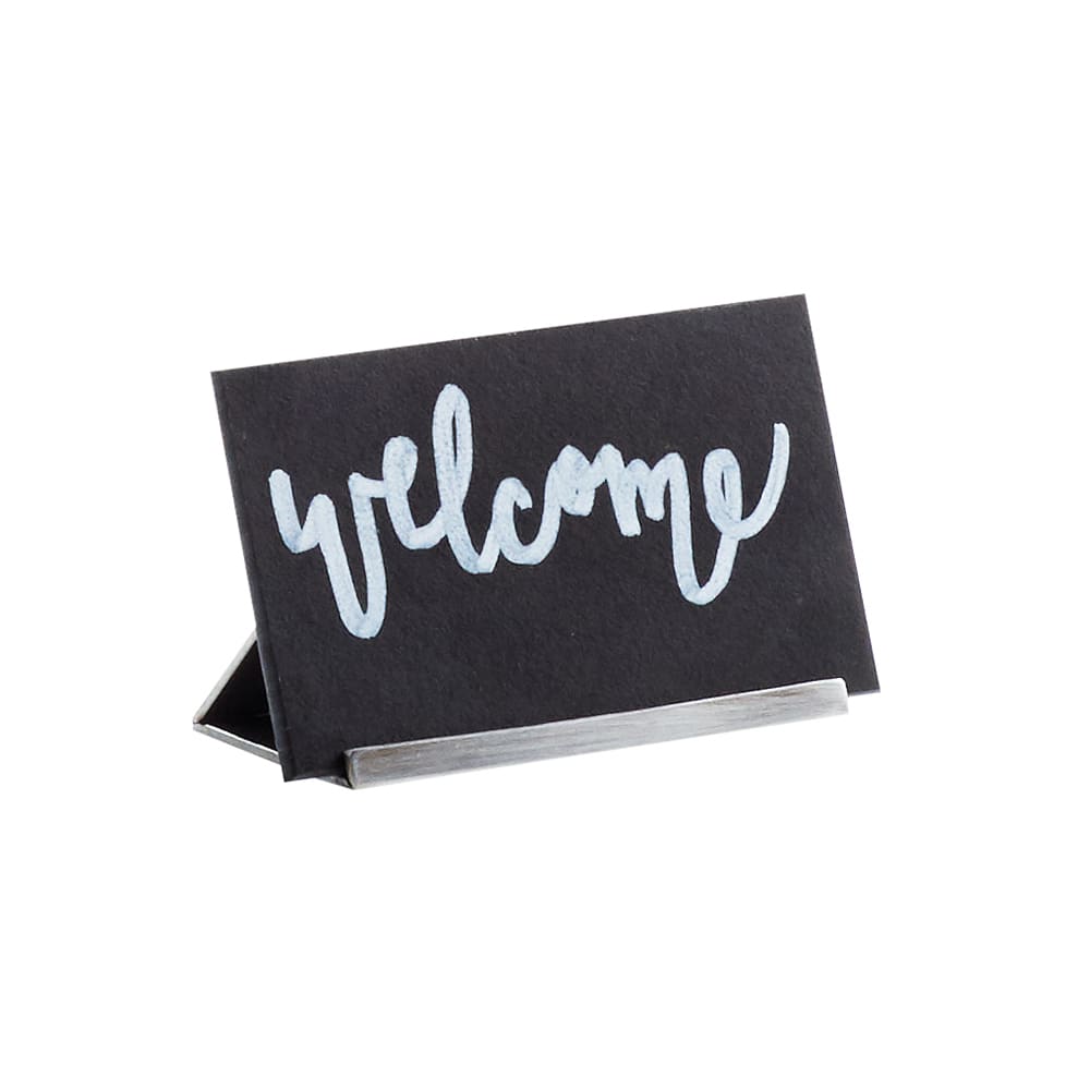 Cal-Mil 3049-32 Chalkboard Table Sign - 3"W x 2"H, Stainless Base, Black
