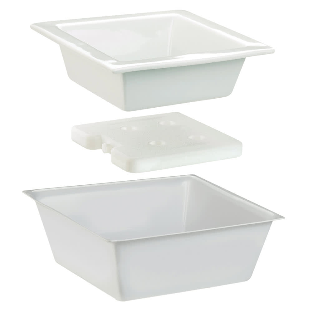 Cal-Mil 3064 10" Cold Concept Bowl Set w/ Cold Pack - Porcelain, White