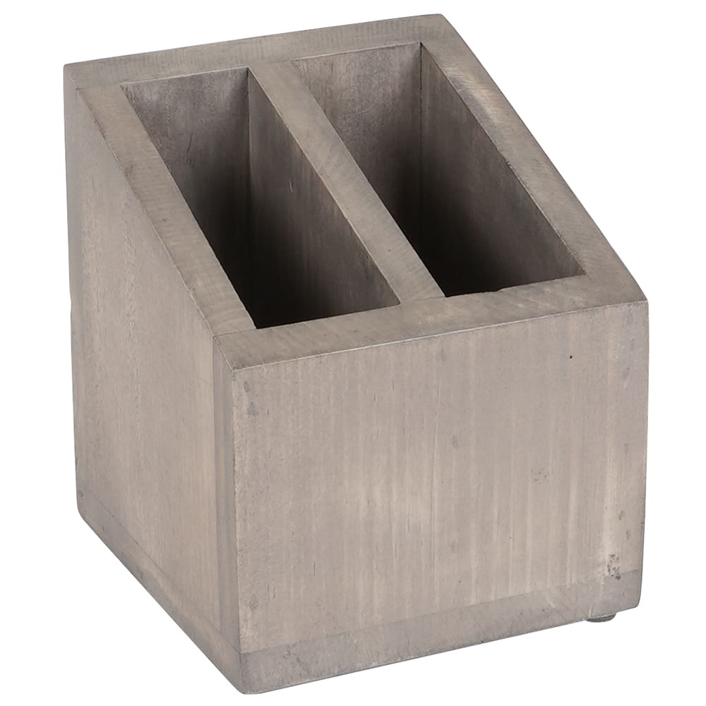 Cal-Mil 3308-110 2 Compartment Stir Stick Holder - 5 1/4" x 5 1/4" x 5 1/2", Gray Wash