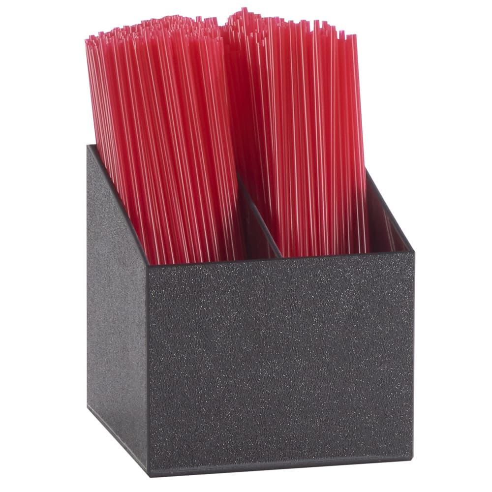 Cal-Mil 3308-13 2 Compartment Stir Stick Holder - 5" x  5" x 5 1/4", Black