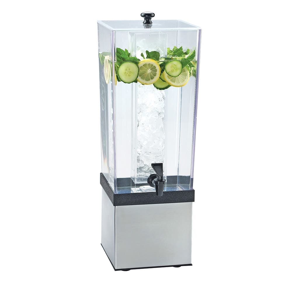 Cal-Mil 3324-3-55 3 gal Beverage Dispenser w/ Ice Tube - Plastic Container, Stainless Base