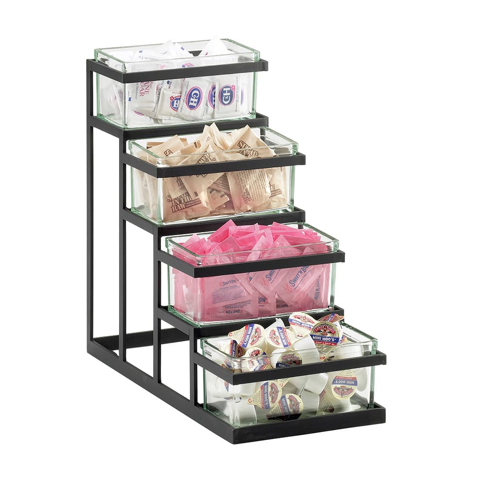 Cal-Mil 3338-13 Condiment Organizer w/ (4) Bins - Black