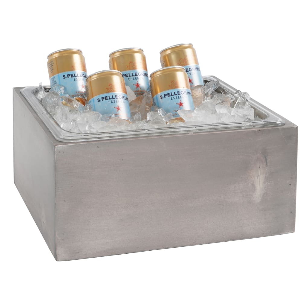 Cal-Mil 3360-10-110 Rectangular Ice Housing w/ Clear Ice Tub - 13"W x 11"D x 6"H, Pine Wood, Gray Wash