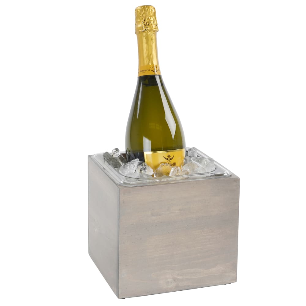 Cal-Mil 3360-6-110 Rectangular Ice Housing w/ Clear Ice Tub - 7 3/4"W x 7"D x 7"H, Pine Wood, Gray Wash