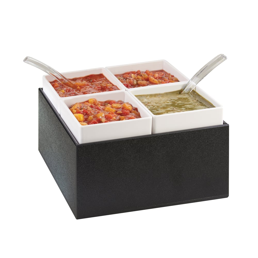 Cal-Mil 3369-13 Square 4 Compartment Condiment Server - White/Black
