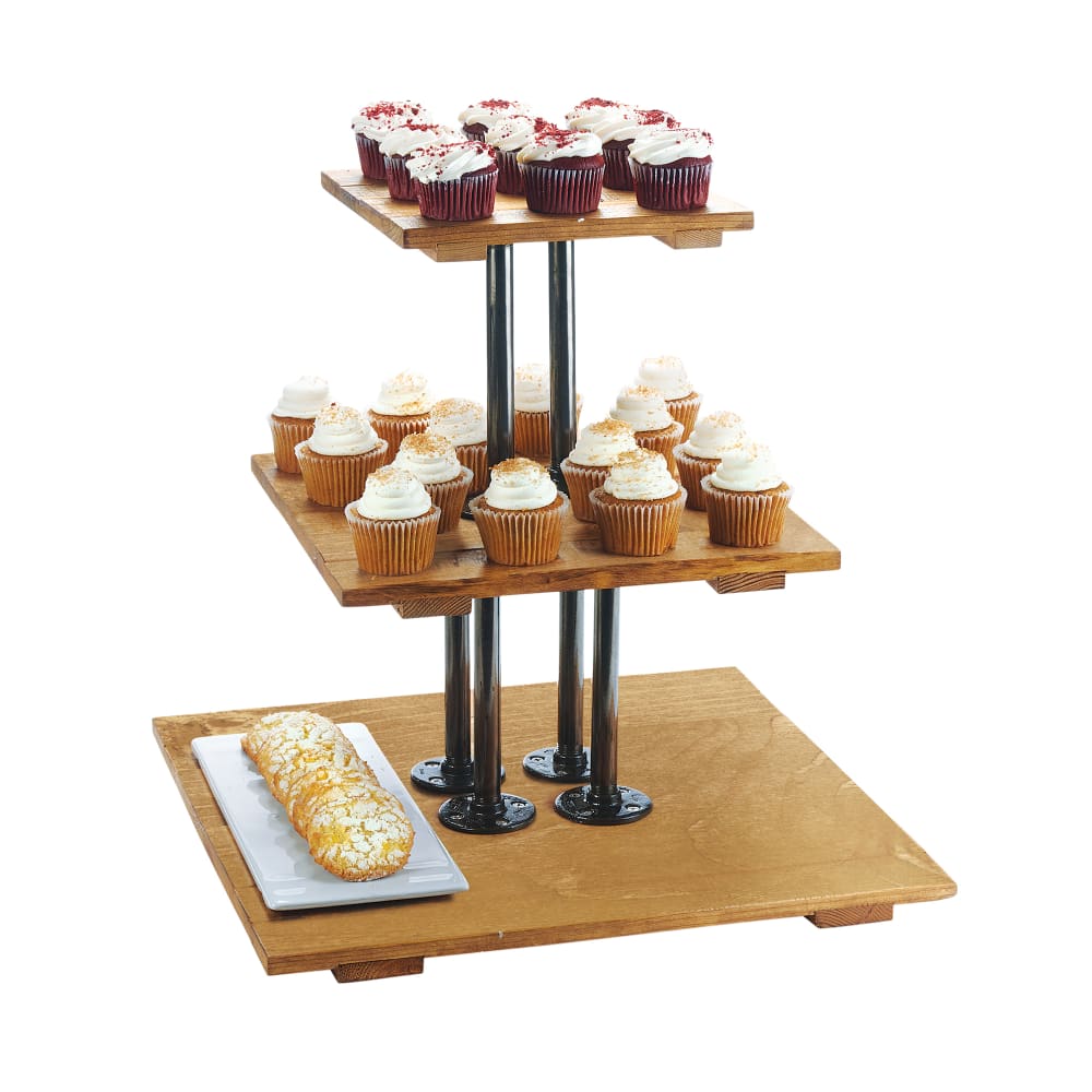 Cal-Mil 3428-99 3 Level Display Riser Shelf - 20 3/4"L x 20 3/4"W x 20"H, Metal Frame/Wood Shelves