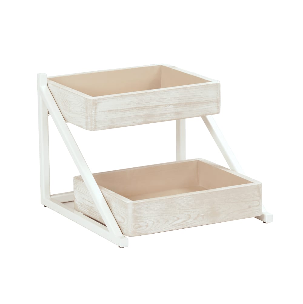 Cal-Mil 3448-113 2 Tier Display Stand - 16 1/2" x 15 1/2" x 12"H, Pine Wood, White-Washed