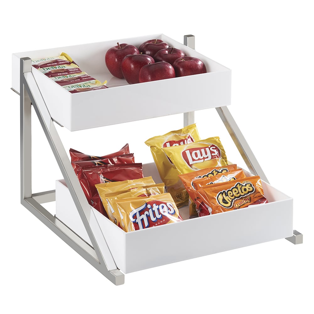 Cal-Mil 3448-55 2 Level Tiered Merchandiser - 15 1/2"L x 20 3/4"W x 12 3/4"H, Plastic Bins/Silver Frame