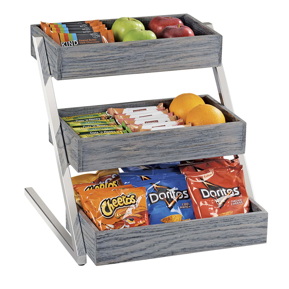 Cal-Mil 3449-3-83 3 Level Tiered Merchandiser - 16"L x 20"W x 15 1/2"H, Wood Bins/Metal Frame