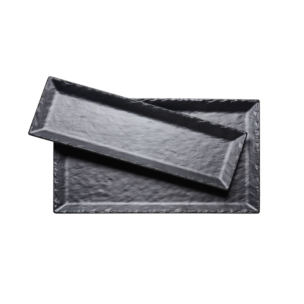 Cal-Mil 3459-1310-65M 13" x 10" Rectangular Platter - Melamine, Black Faux Slate