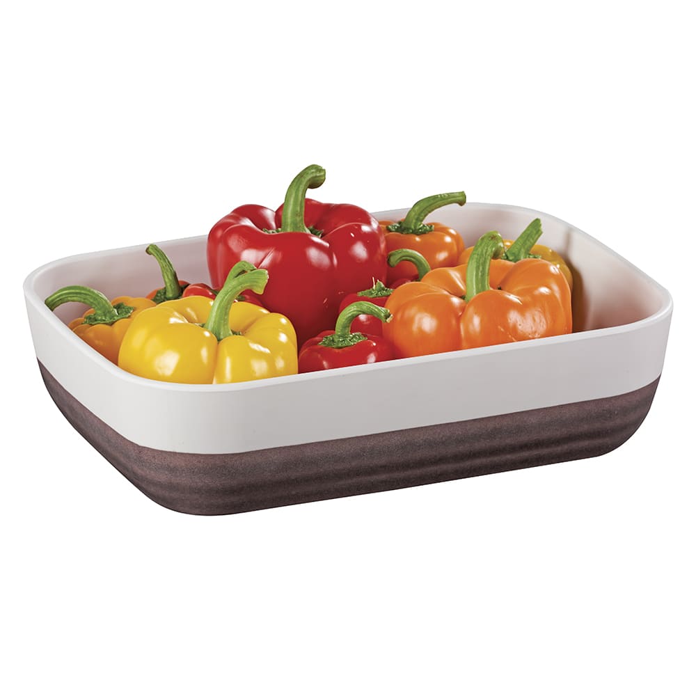 Cal-Mil 3471-12 12" x 9"  Rectangular Stoneware Platter - Melamine, Brown/Cream