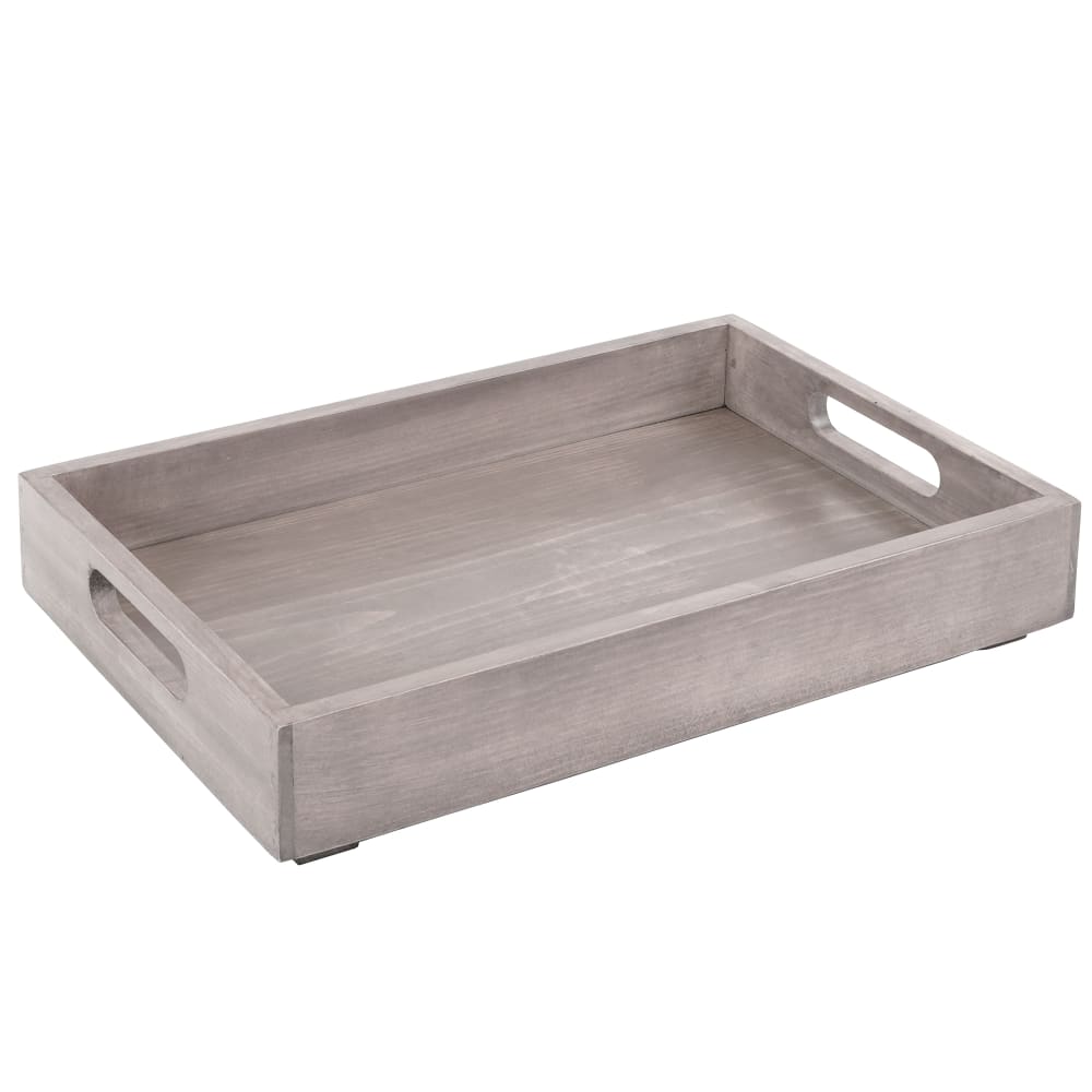 Cal-Mil 3475-1-110 Rectangular Room Service Tray w/ Handles - 16" x 13", Pine Wood, Gray Wash