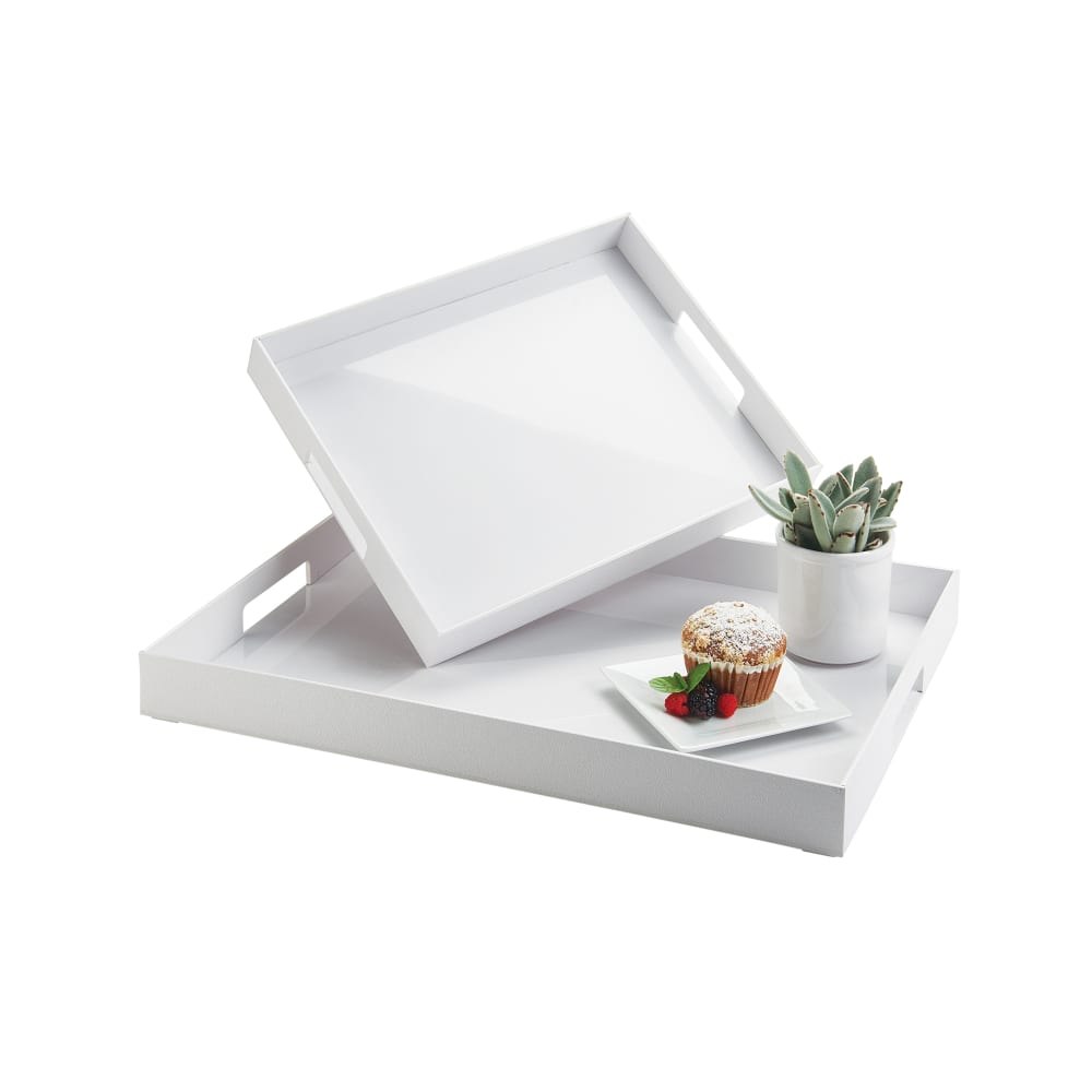 Cal-Mil 1/15/3475 Rectangular Room Service Tray - 15" x 12", Plastic, White
