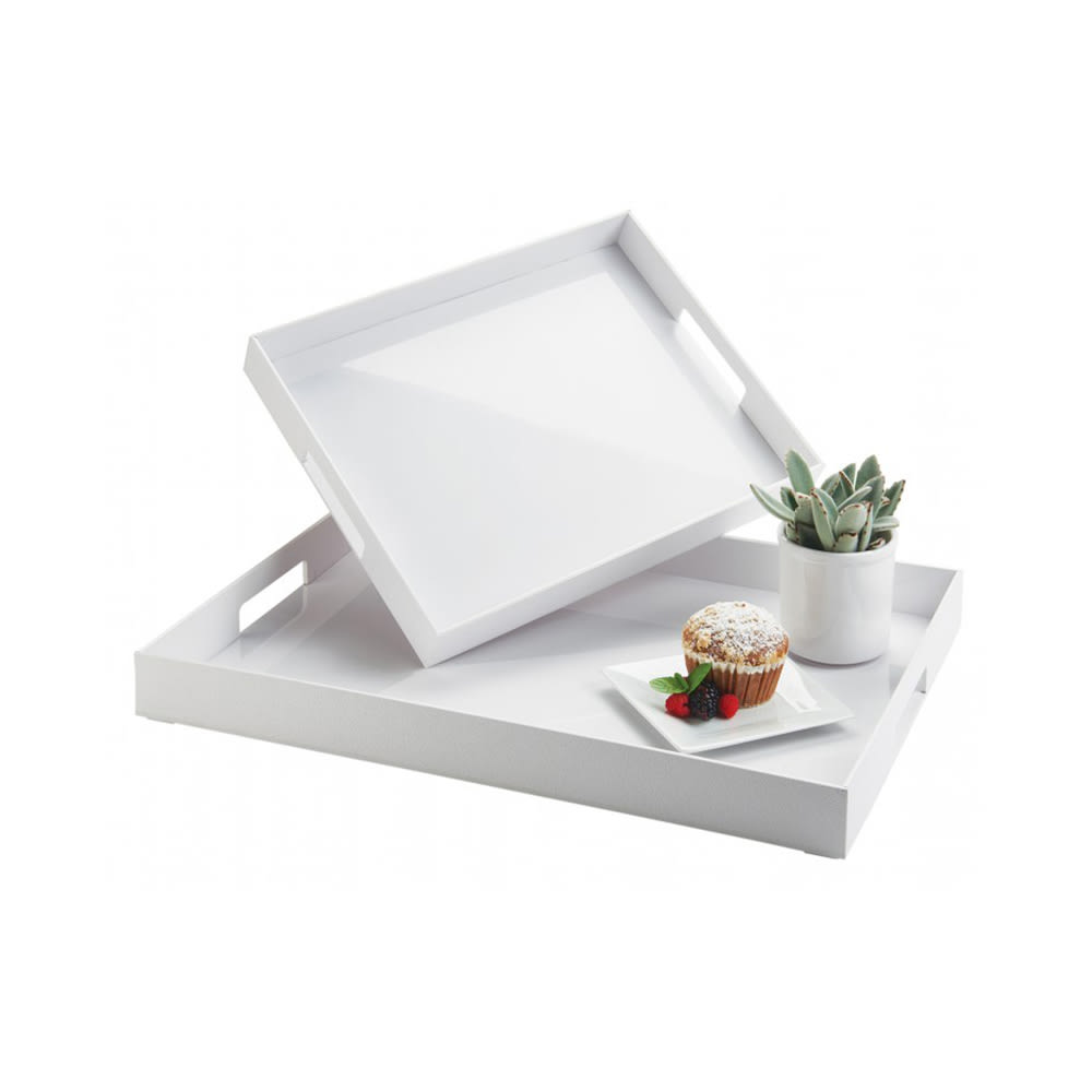 Cal-Mil 2/15/3475 Rectangular Room Service Tray - 19 1/2" x 15 1/2", Plastic, White
