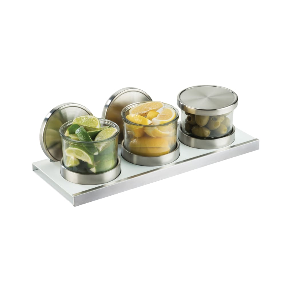Cal-Mil 3492-4-15 (3) Compartment Bar Garnish Tray - Lift Off Lid