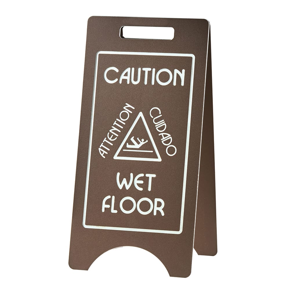 Cal-Mil 3506 Folding Wet Floor Sign - 11 3/4"L x 17"W x 23"H, Plastic, Brown
