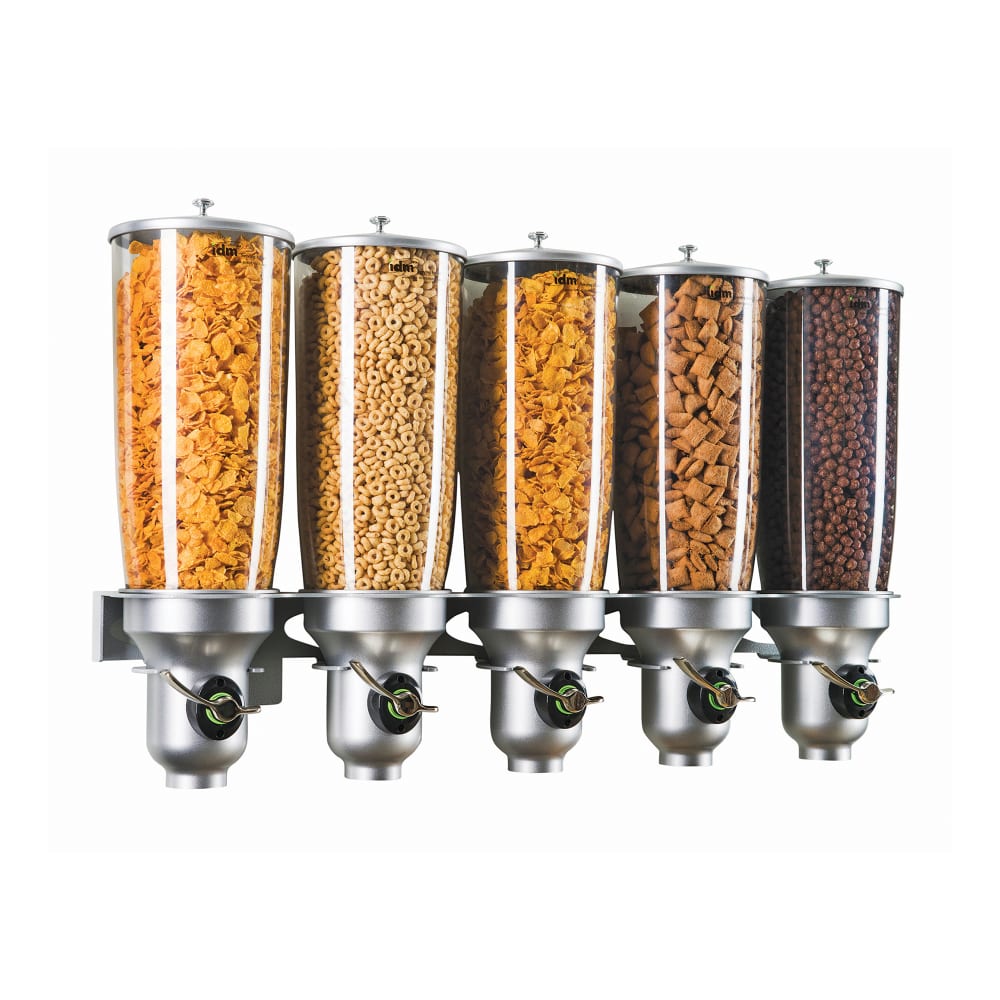 Cal-Mil 3518-5-39FF Wall-Mount Cereal Dispenser, (5) 5 liter Hoppers