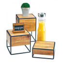 Cal-Mil 3562-3-99 8" Square Buffet Riser - 3 3/4"H, Wood/Black Metal thumbnail 2