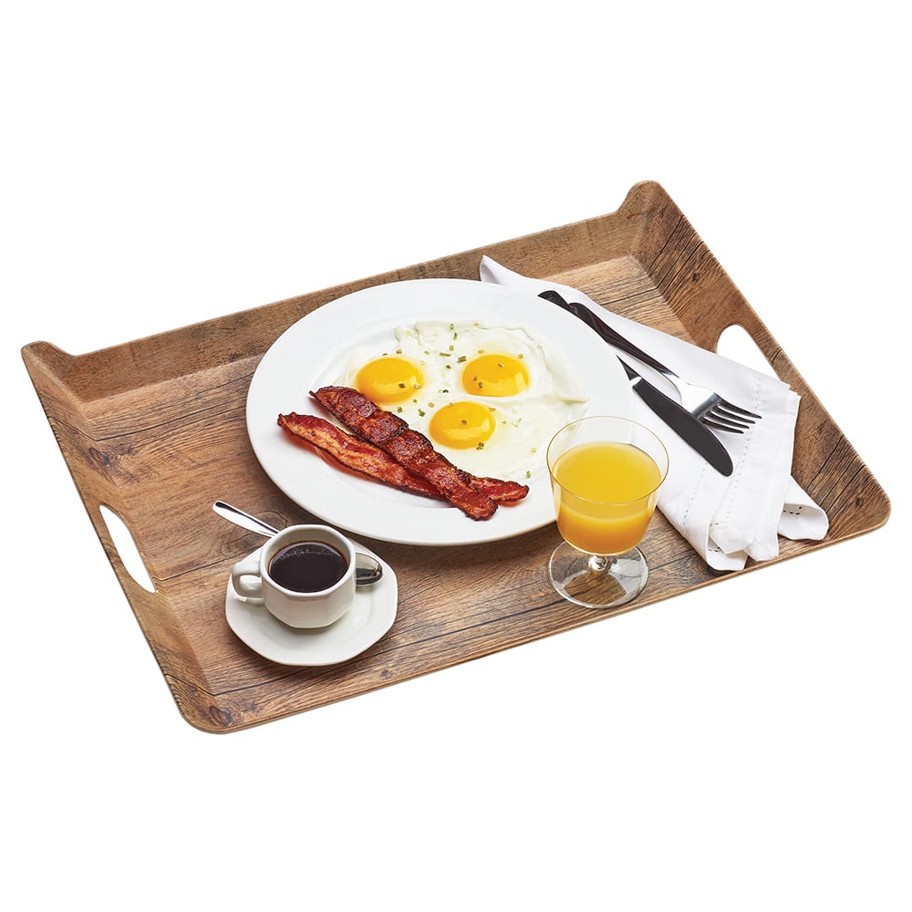 Cal-Mil 3563-47M Rectangular Room Service Tray - 20" x 15 1/2", Melamine, Hickory Laminate