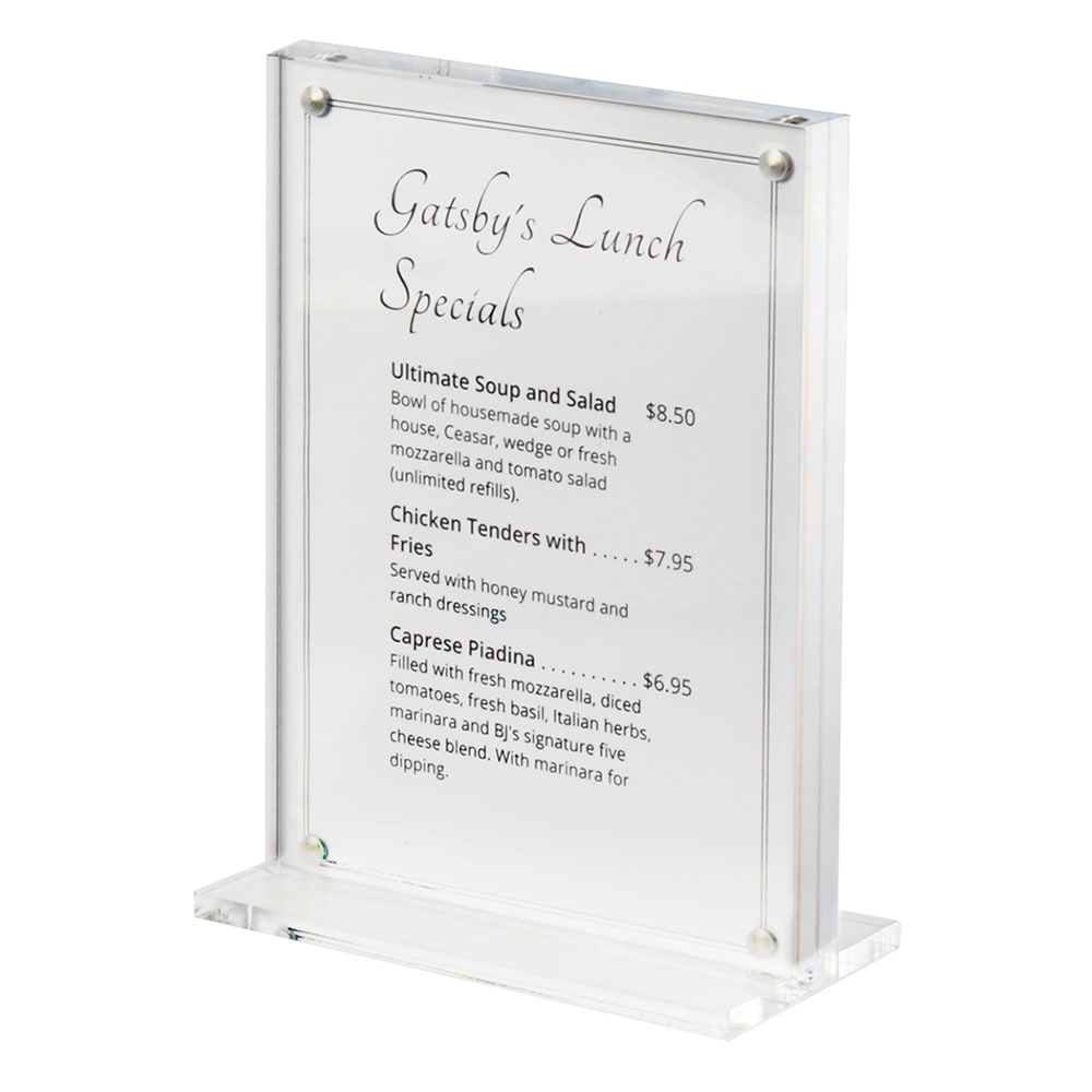 Cal-Mil 3567-46 Tabletop Menu Card Holder - 4" x 6", Plastic, Clear
