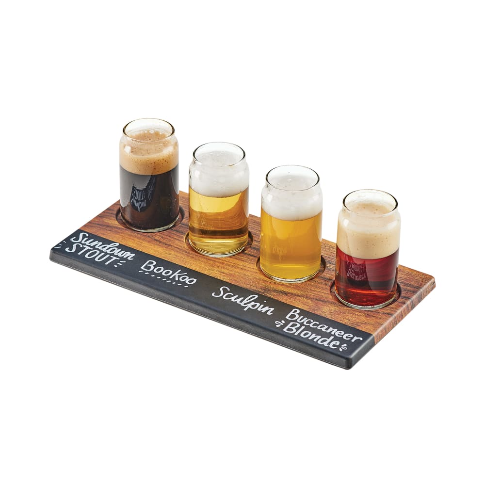 Cal-Mil 3570-47M Write On Beer Flight Board w/ (4) Cutouts - 12" x 6", Melamine, Hickory