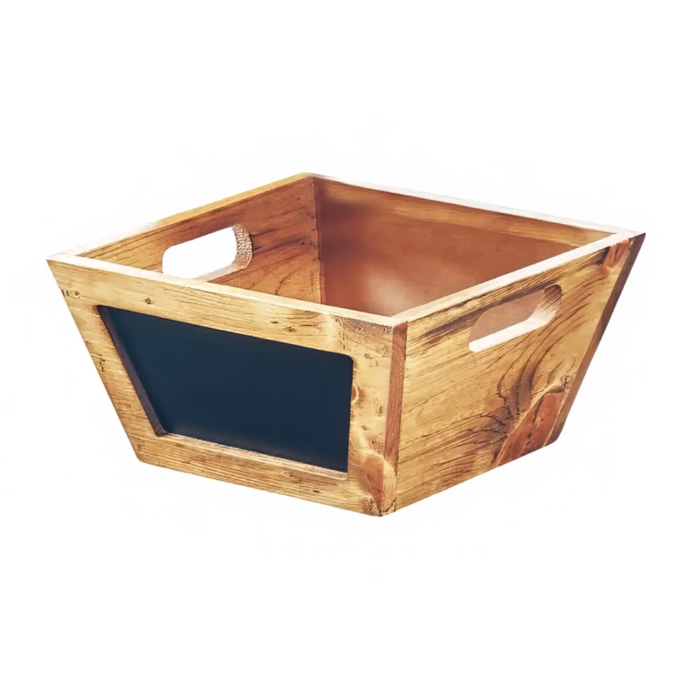 Cal-Mil 3593-10-99 10" Square Bowl w/ Chalkboard Sign, Wood