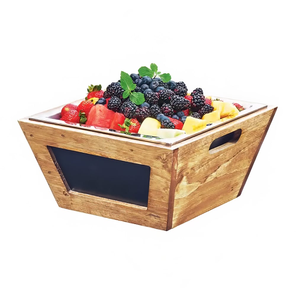 Cal-Mil 3593-12-99 12" Square Bowl w/ Chalkboard Sign, Wood