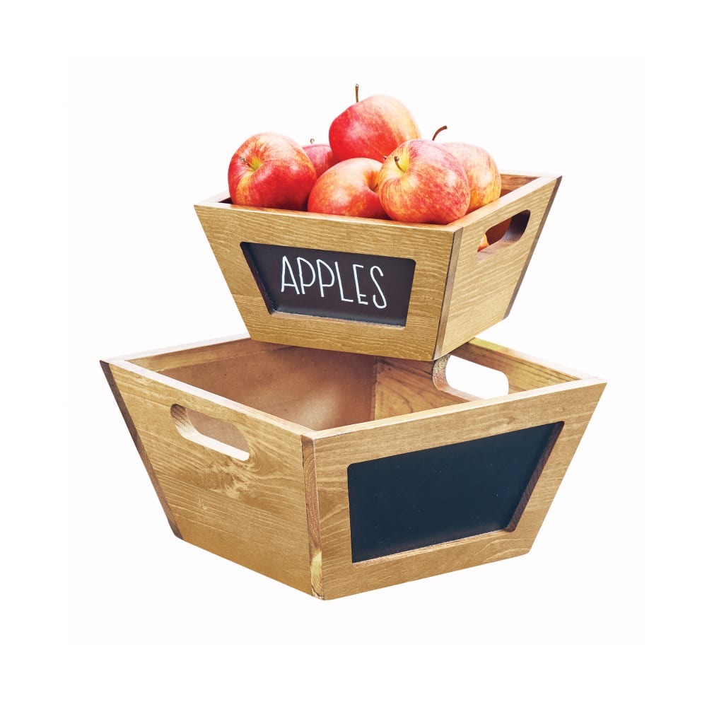 Cal-Mil 3593-8-99 8" Square Bowl w/ Chalkboard Sign, Wood