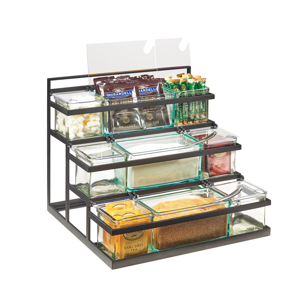 Cal-Mil 3603-13 Rectangular 9 Compartment Condiment Jar Display - Clear/Black