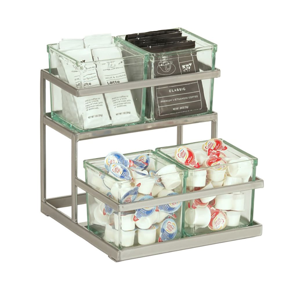 Cal-Mil 3604-39 Rectangular 4 Compartment Condiment Jar Display - Clear/Silver
